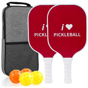 Raquettes de pickleball à face rouge en fibre de verre, antidérapantes, équipement de sport de plein air avec sac de transport pour adultes - Product Image 1