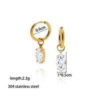 Boucles d'oreilles créoles pour femmes en acier inoxydable anti-ternissement, motif goutte d'eau, plaqué or, style géométrique, bijoux tendance