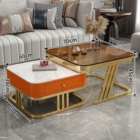 Ensemble de meubles modulaires de salon 2026 de luxe or et blanc : table basse et meuble TV