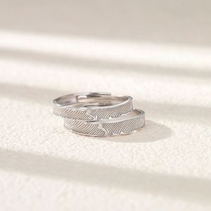 Anillos De Pareja <b>Silver</b> Plated Plain Pattern Texture Open Couple <b>Ring</b> Wedding <b>Ring</b> <b>Adjustable</b> Open Wedding Couple <b>Ring</b> - Product Image 2