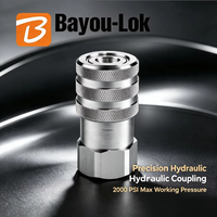 Raccord rapide hydraulique Bayou-Lok en acier inoxydable poli à face plate, 3/8 et 1/2 pouce, avec conception de serrage à verrouillage pour une grande stabilité