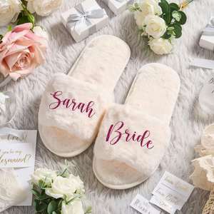 Personalized <b>Bridal</b> <b>Slipper</b>, Wedding Bridesmaid Gifts, Custom Fluffy <b>Slippers</b> with Name, <b>Bridal</b> Shower Bachelorette Party Gift - Product Image 1