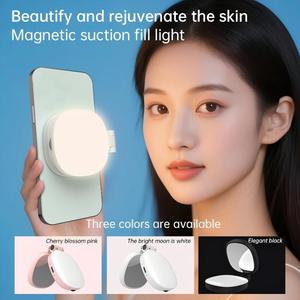 Lampe d'appoint magnétique pour téléphone avec miroir intégré, idéale pour la vidéo, la photographie, le <span class=keywords><strong>YouTube</strong></span>, les selfies et le maquillage, portable et à luminosité réglable - Product Image 1