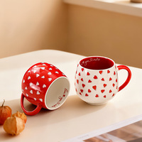 Mug en céramique italien minimaliste à motif cœur, design créatif peint à la main à pois, mignon, pour café/eau, idéal pour mariage