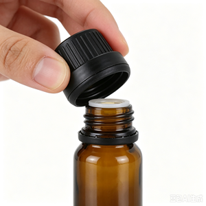 Flacon compte-gouttes en verre pour huiles essentielles à usage professionnel avec insert compte-gouttes et bouchon inviolable de sécurité - Product Image 3