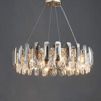 Lustre en cristal moderne Lumière de salon Atmosphère contractée Salle à manger Lumière Luxueuse Géométrique Cristal Lampes décoratives
