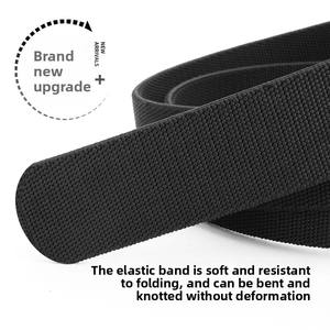 100 adet özel Logo toptan 3.5CM rahat kumaş kemer Glide plaka toka hiçbir delik naylon dokuma kemer erkekler için - Product Image 3