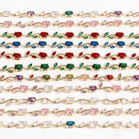 Bracelet en fer pour femme, design simple en forme de feuille, style mode et tempérament, zircon multicolore, pour anniversaire, succès transfrontalier