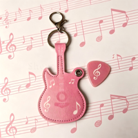 Porte-clés étui pour plectres de guitare en cuir PU, dégradé de couleurs, en forme de guitare, avec housse de protection anti-perte pour traceur GPS