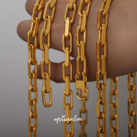 Ensemble collier et bracelet chaîne maille trombone épaisse en acier inoxydable 316 plaqué or, bijoux streetwear hip-hop pour hommes et femmes, vente en gros
