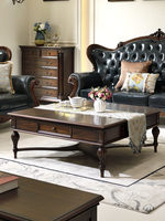 Table basse de salon de style américain vintage, en bois massif de noyer noir français, carrée, avec rangement, sans assemblage, meubles pour la maison