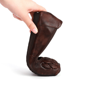 Lo último en cuero de vaca genuino, punta de flecha, suela blanda plana para mujeres y damas, zapatos suaves de moda al por mayor - Product Image 5
