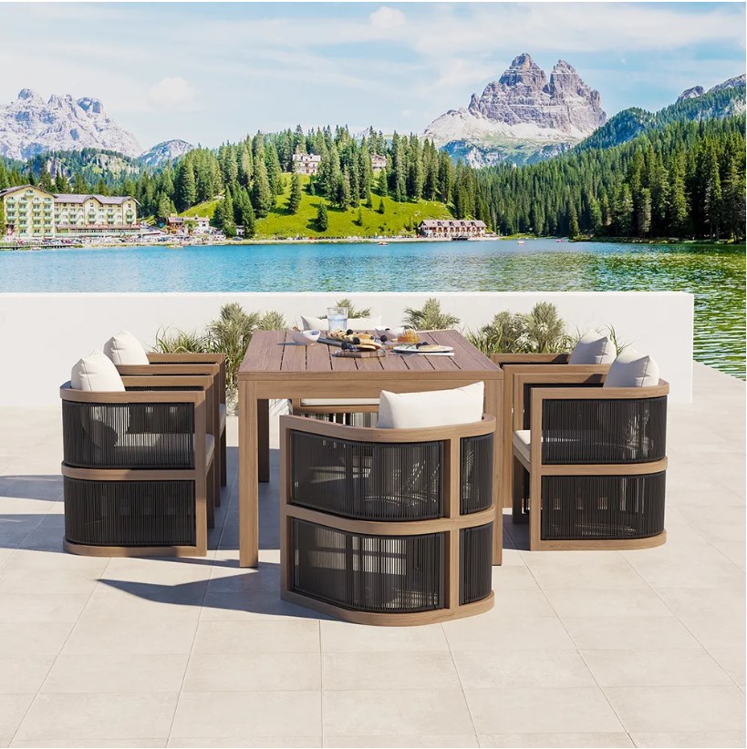 Patio garden set table set teak furniture 7 pieces outdoor dining set