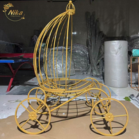 NIKA Factory Chariot de princesse citrouille en métal doré décoratif personnalisé pour la fête de naissance ou d'anniversaire de bébé, pour l'entrée du bébé