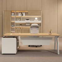 Ensemble bureau et chaise de direction moderne LBZ-118X avec sous-meuble, construction métallique, design à bords incurvés