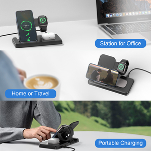 Tkt 4 Trong 1 Thông Minh Có Thể Gập Lại Sạc Không Dây Sạc Không Dây Đứng 15W Nhanh Chóng Sạc Trạm Cho Điện Thoại Thông Minh Tai Nghe Stylus - Product Image 6