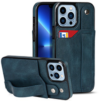 Étui de téléphone en cuir avec logo personnalisé avec dragonne Porte-cartes et bracelets Étui portefeuille pour iPhone 7-16Pro max/15Plus/15Pro/16 Plus