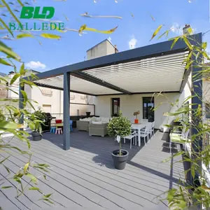 Proveedores Mayorista Pérgola de Aluminio Nuevo Diseño Apertura Motorizada Techo Persiana Eléctrica Pérgola Exterior Para Casa