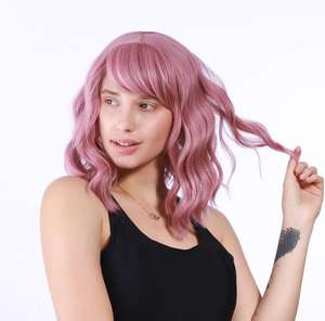 วิกผมบ็อบสั้นทรงโค้งมี<span class=keywords><strong>ผม</strong></span>ม้ายาวสะพายไหล่วิก<span class=keywords><strong>ผม</strong></span>สังเคราะห์<span class=keywords><strong>หยักศก</strong></span>สำหรับ<span class=keywords><strong>สาว</strong></span>คอสเพลย์บ๊อบ - Product Image 3