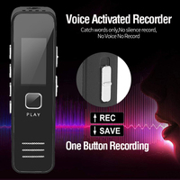 BOENKAI Enregistreur vocal numérique Mini appareil d'enregistrement audio Lecteur de musique MP3 18h d'enregistrement USB