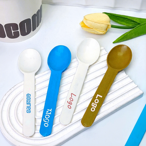 Cuchara de yogur desechable personalizable al por mayor de fábrica, cubiertos de almidón multicolor para llevar con embalaje individual - Product Image 1