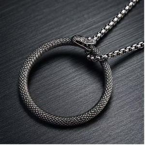 Liontin Ular Ouroboros Kalung Trendi Pria Rantai Tautan Baja Tahan Karat 316L Perhiasan Punk <span class=keywords><strong>Rock</strong></span> Hadiah Terbaik DMP 179 - Product Image 5