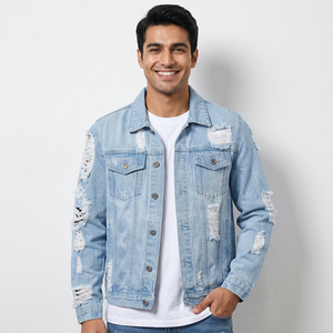 Stylish <b>mens</b> <b>denim</b> <b>jacket</b> oversized retro casual wear warm street fashion distressed rugged fit outerwear genuine - Product Image 1