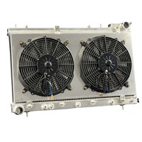 Radiator Aluminium 2812 + Pelindung Kipas untuk Subaru Forester Turbocharged 2004-2005 SG5 3 Baris Otomatis 45119SA000