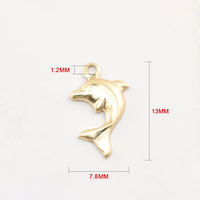 Jimat putri duyung Mini yang indah 1/20 emas kuning 14K diisi (14KGF) 13mm liontin lumba-lumba buatan tangan untuk persediaan pembuatan perhiasan DIY