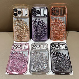 Ốp lưng điện thoại <span class=keywords><strong>iPhone</strong></span> 16-17 Series mạ điện hình chim công, chống sốc TPU mềm, đính đá giả kim cương, lấp lánh - Product Image 6