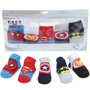 Superhero Style Children Socks Lovely Pure Cotton Cartoon Baby Socks with Factory Price