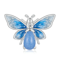 Pendentif Breloque en Argent Sterling 925 Animaux Marins CZ Zircon Papillon Pieuvre Perle pour Fabrication de Bijoux DIY Personnalisé Mignon