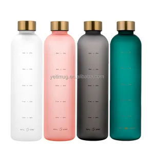 1000ml best-selling water bottle with time stamp 1 liter reusable frosted water bottle