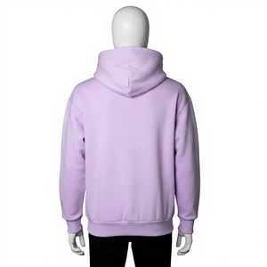 <b>Men</b> Lavender Hooded <b>Sweatshirt</b> Regular Fit Fleece Solid Color Casual Pullover with Pocket and <b>Black</b> Drawstrings - Product Image 3