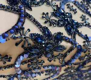 Elegant Beaded Lace <b>Fabric</b> for Lehenga Decoration Intricate Embroidery and Shimmering Detailing for Bridal and Festive Wear - Product Image 1