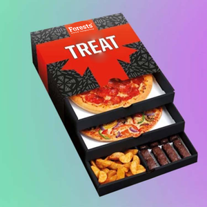Cajas de Cartón de Grado Alimenticio para Empaque de Alimentos de Fábrica OEM con Tamaño y Logo Personalizados para Pizza <span class=keywords><strong>Triple</strong></span> Treat Box - Product Image 3