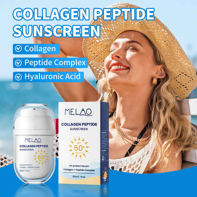 Collagen Peptide Sunscreen Cream Broad Spectrum UV Protection Fast Absorbing Lightweight Texture Daily Wear Sunscreen SPF 50