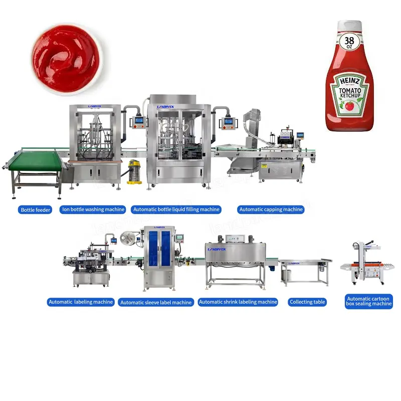 Guangdong Automatic Belt Catchup Glass Bottle Packing Filling Capping Line Machine