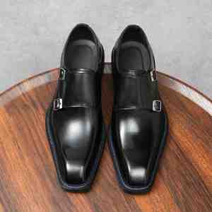 Zapatos de Cuero Repujado Hechos a Mano en China, Modelo 2025, Promocionales, para Hombre, Otoño, Impermeables, con Aumento de Altura, Sin Cordones, Punta Cuadrada - Product Image 5
