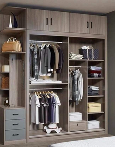 Meubles de placard classiques en bois avec porte coulissante Taille personnalisée pour chambre à coucher-Design d'armoires modernes - Product Image 5