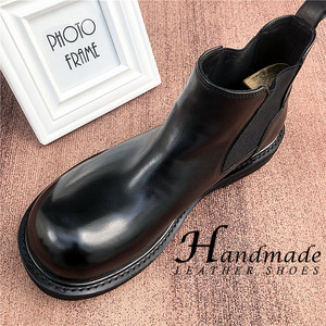 Bottes en cuir faites à la main, bottines Chelsea en cuir véritable, chaussures d'affaires élégantes et décontractées, chaussures pour hommes - Product Image 1