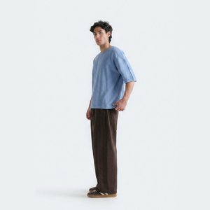Camiseta de Manga Corta para Hombre, Cuello Redondo, Color Azul Claro, Talla Grande, Estilo Casual, 100% Algodón, Transpirable, 240g, Tejido de Punto - Product Image 3