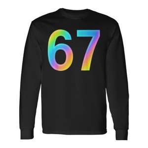 Camiseta de Manga Larga Six Seven Meme con Estampado de Arcoíris y Número, Diseño Unisex, Cuello Redondo, para Adultos, Ropa Promocional - Product Image 1