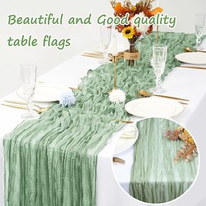 Camino de Mesa de Gasa Verde Salvia de 10 Pies, Camino de Mesa Rústico de Gasa de 120 Pulgadas, Mantel Boho para Bodas - Product Image 2