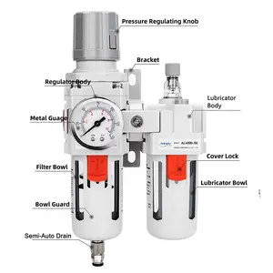 NANPU AC4010-06 3/4 "NPT hava kompresörü basınç regülatörleri pnömatik hava filtresi regülatörü yağlayıcı Combo (FRL)