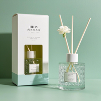 Bouteille en verre pour diffuseur de roseaux en forme de cylindre de 100 ml et 200 ml, vente en gros, avec couvercle et boîte multi-matériaux