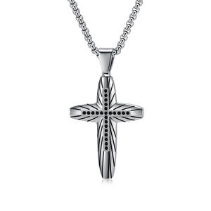 Hip Hop Curved Surface Zircon Religious Cross Anti Non Tarnish WaterProof Stainless Steel <b>Fashion</b> Jewelry Pendant <b>Necklaces</b> Men - Product Image 3
