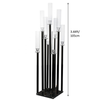 Autres supports de fond pour mariage Centres de table et décorations de table Chandelier en métal galvanisé Acrylique 9 bras Bougeoir noir