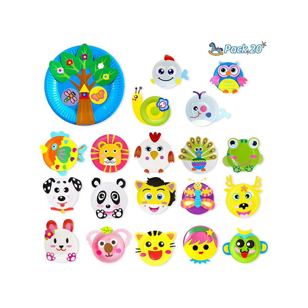 custom print wholesale cute handmade Learning animal theme DIY craft Paper Plate Art Kits for Kids