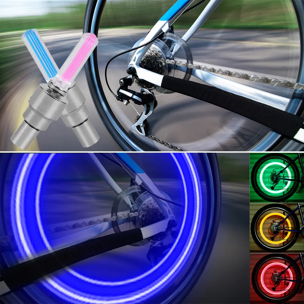 1 Uds. De luces LED para bicicleta, tapa de válvula de neumático, linterna, coche, motocicleta, neumático, válvula de aire, rueda, radios, luz, accesorios para bicicleta